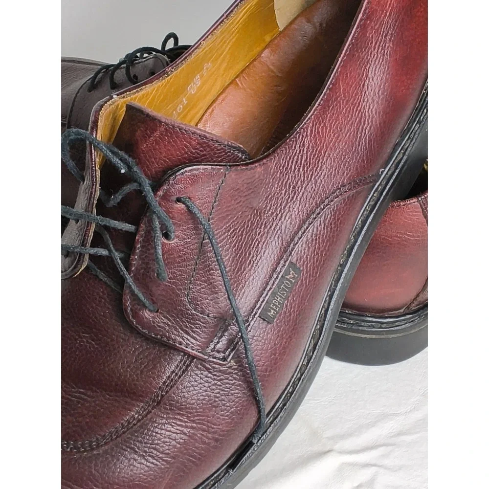 Mephisto Men's Split Toe Oxfords Pebble Grain Leather Brown Comfort Sz 9 1/2